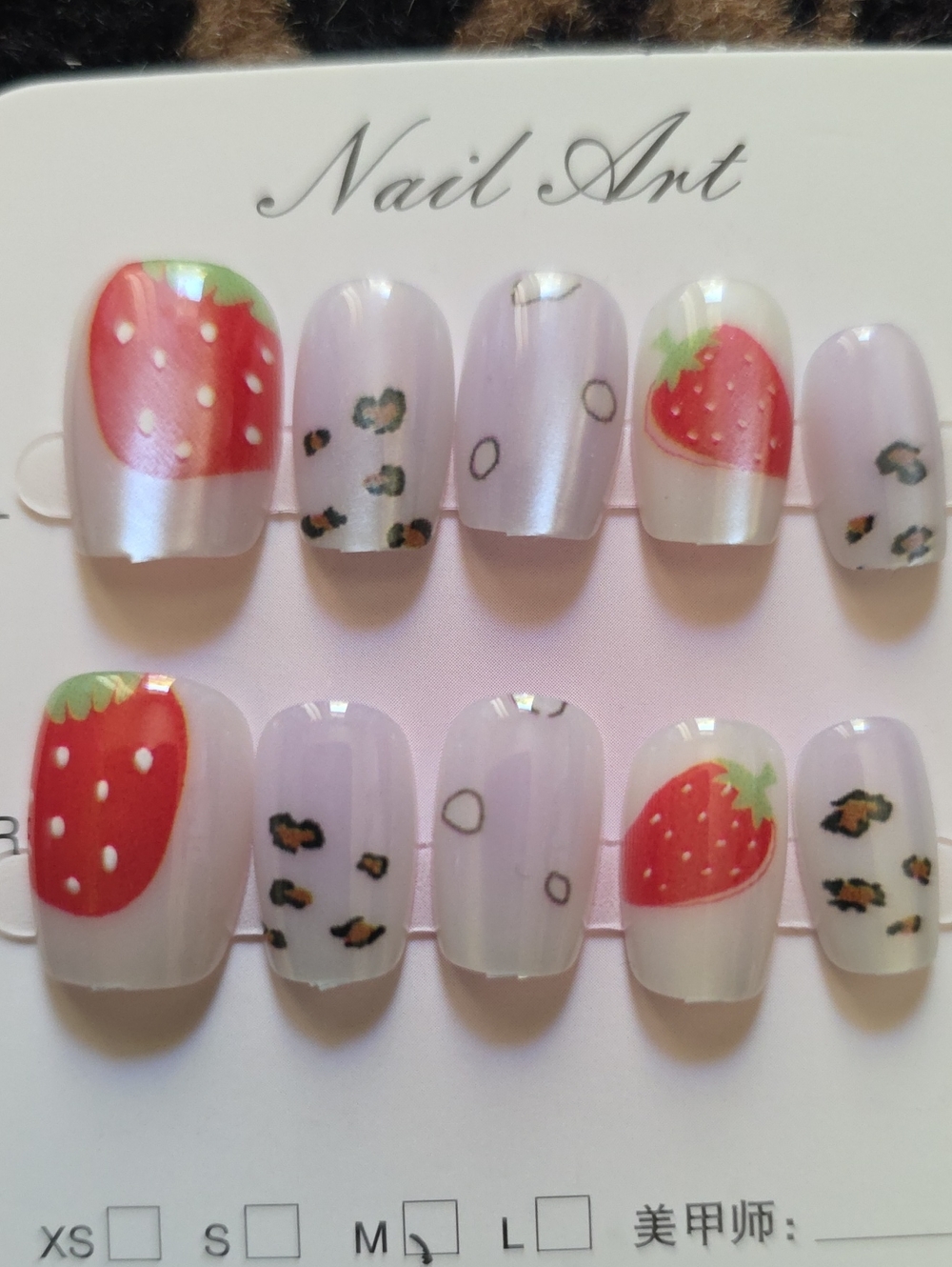 Nail Art Strawberry Press-On Nail Set in Red and Red Large Med